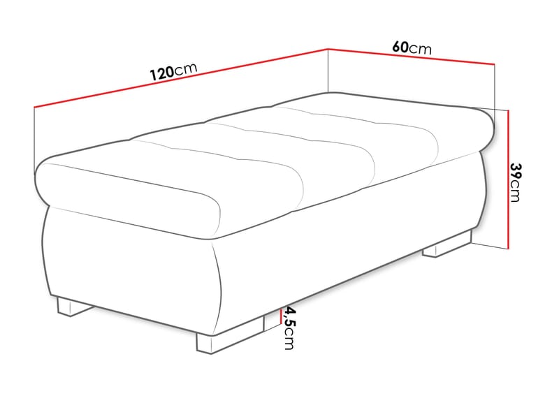 Cerys Fotskammel 120 cm - Oransje - Møbler - Stoler - Krakk - Fotskammel