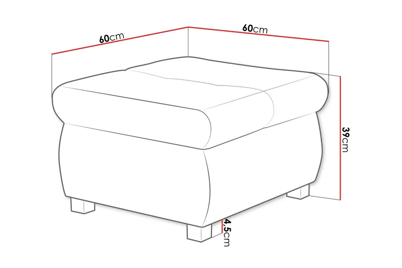 Cerys Fotskammel 60 cm - Hvit / Grå - Møbler - Stoler - Krakk - Fotskammel