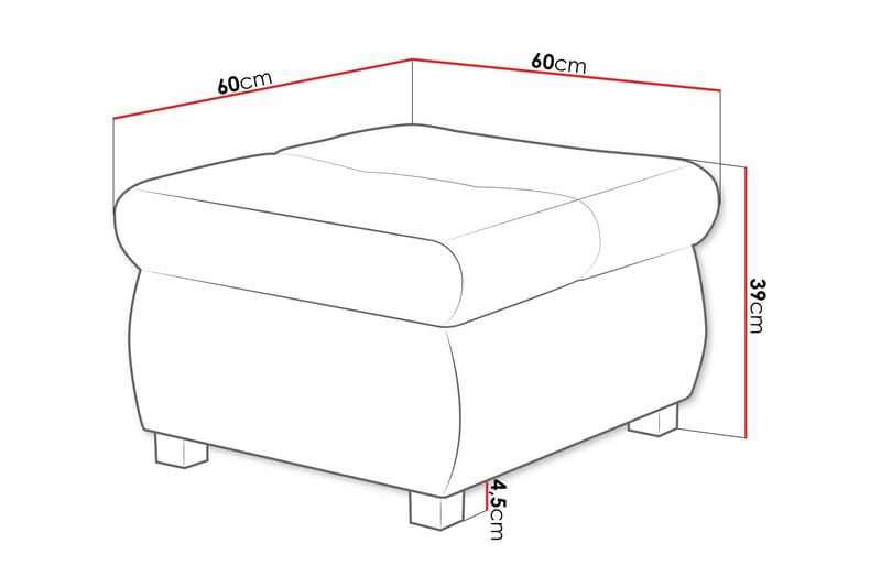 Cerys Fotskammel 60 cm - Hvit / Grå - Møbler - Stoler - Krakk - Fotskammel