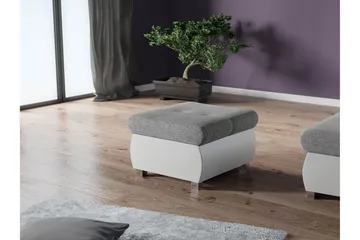 Cerys Fotskammel 60 cm - Hvit / Grå - Møbler - Stoler - Krakk - Fotskammel