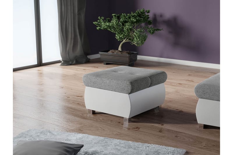 Cerys Fotskammel 60 cm - Hvit / Grå - Møbler - Stoler - Krakk - Fotskammel