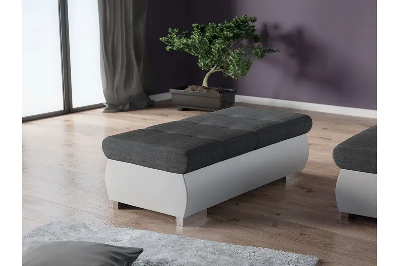 Cerys Fotskammel 60 cm - Hvit/Mørk grå - Møbler - Stoler - Krakk - Fotskammel