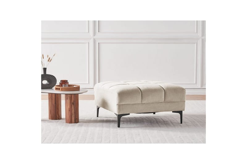 Fotpall Alnes Beige/svart - Beige/svart - Møbler - Stoler - Krakk - Fotskammel
