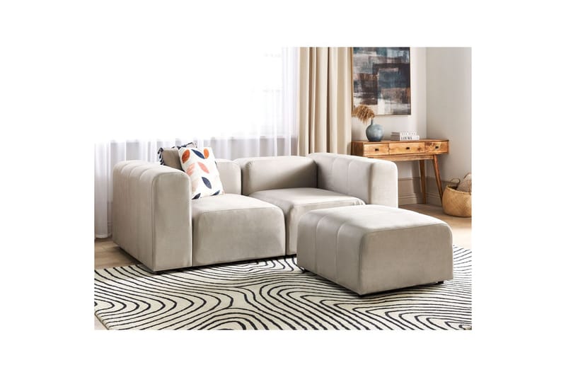 Fotpall Falsterbo Beige, Fløyel - Beige, Fløyel - Møbler - Stoler - Krakk - Fotskammel