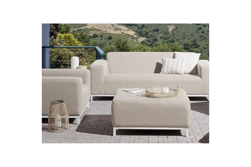 Fotpall Rovigo Beige/hvit - Beige/hvit - Møbler - Stoler - Krakk - Fotskammel