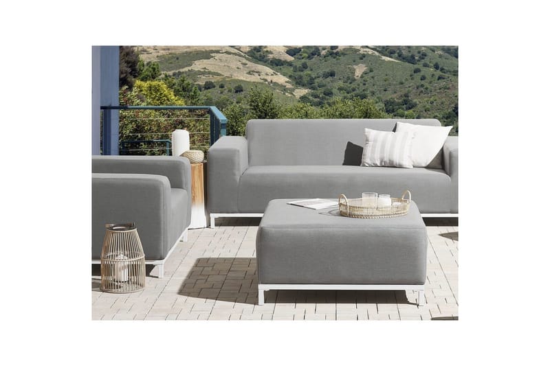 Fotpall Rovigo Grå/hvit - Grå/hvit - Møbler - Stoler - Krakk - Fotskammel