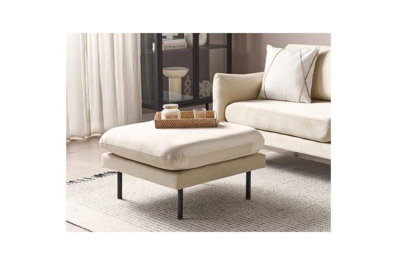 Fotpall Vinterbro Lysebeige/svart, Fløyel - Lysebeige/svart, Fløyel - Møbler - Stoler - Krakk - Fotskammel