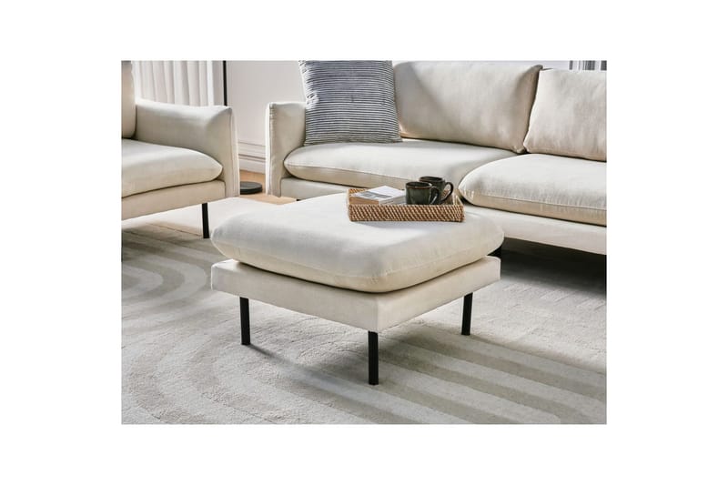 Fotpall Vinterbro Lysebeige/svart, Polyester - Lysebeige/svart, Polyester - Møbler - Stoler - Krakk - Fotskammel