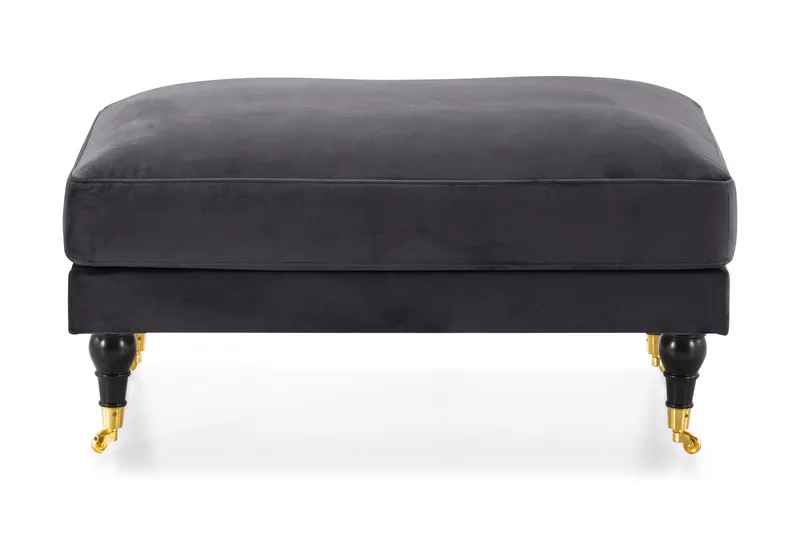 Andrew Fotskammel Fløyel - Mørkegrå/Messing - Møbler - Stoler - Krakk - Fotskammel