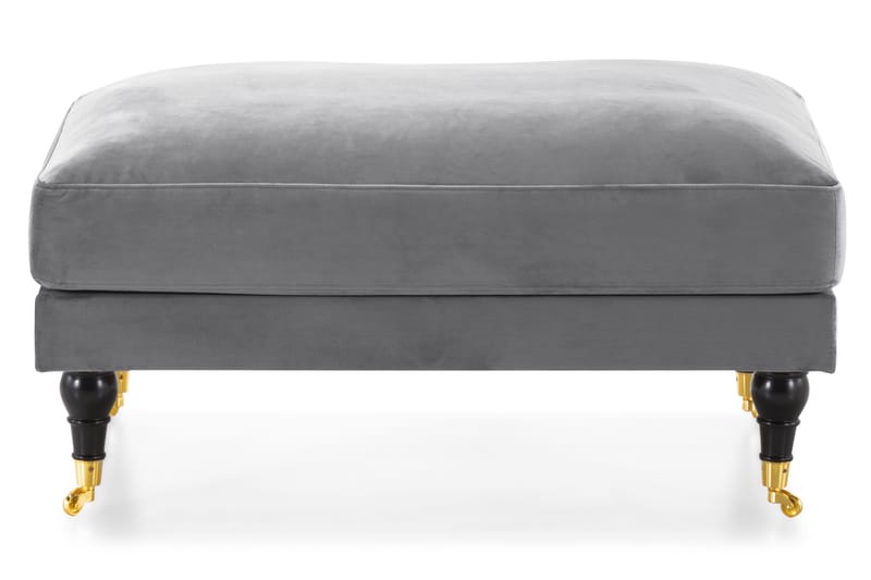 Andrew Fotskammel Fløyel - Sølvgrå/Messing - Møbler - Stoler - Krakk - Fotskammel