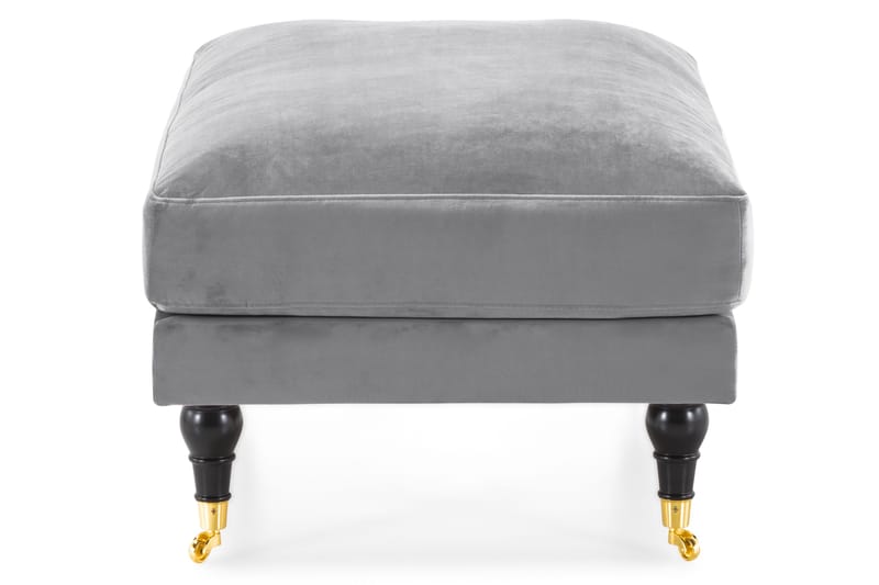 Andrew Fotskammel Fløyel - Sølvgrå/Messing - Møbler - Stoler - Krakk - Fotskammel