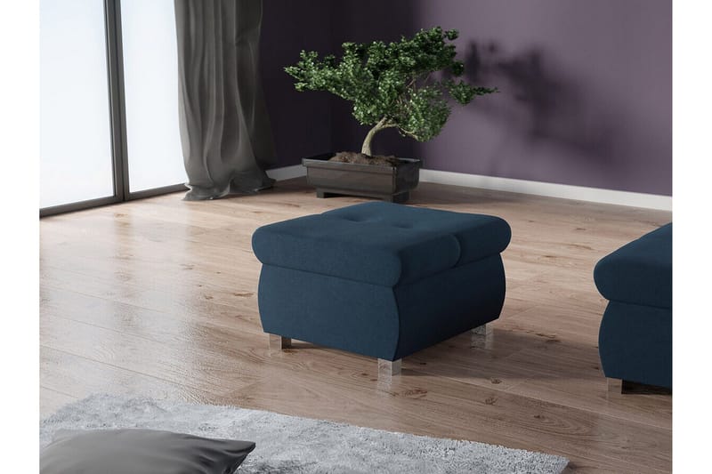 Cerys Fotpall 60 cm - Blå - Møbler - Stoler - Krakk - Fotskammel