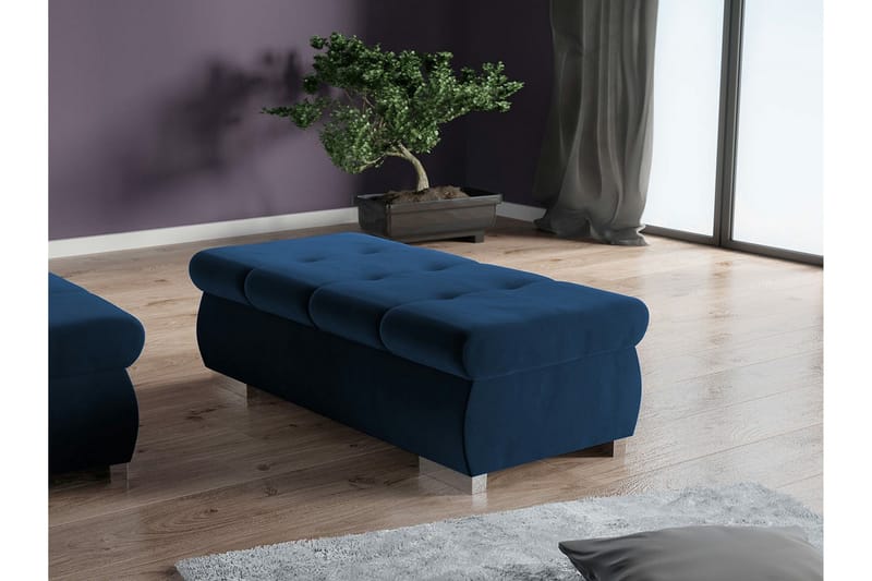 Cerys Fotpall 60 cm - Blå - Møbler - Stoler - Krakk - Fotskammel