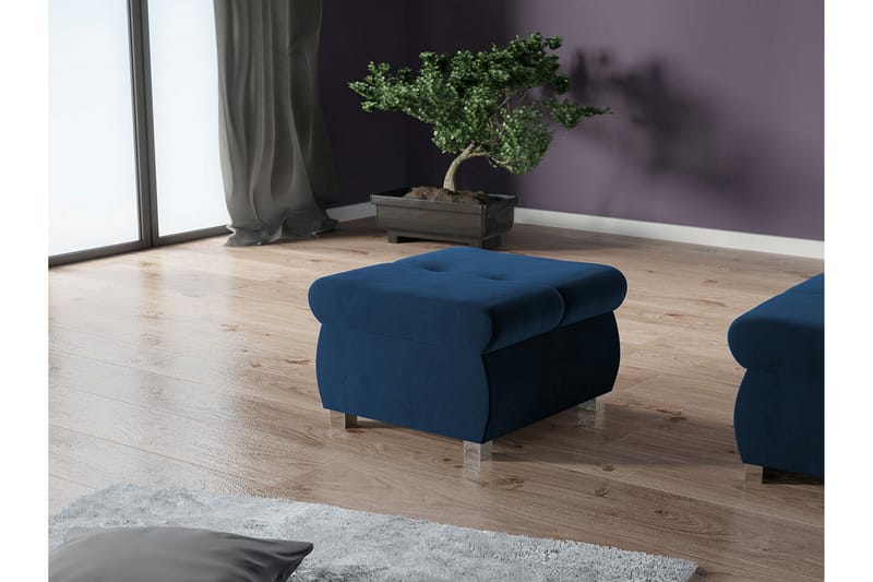 Cerys Fotpall 60 cm - Blå - Møbler - Stoler - Krakk - Fotskammel