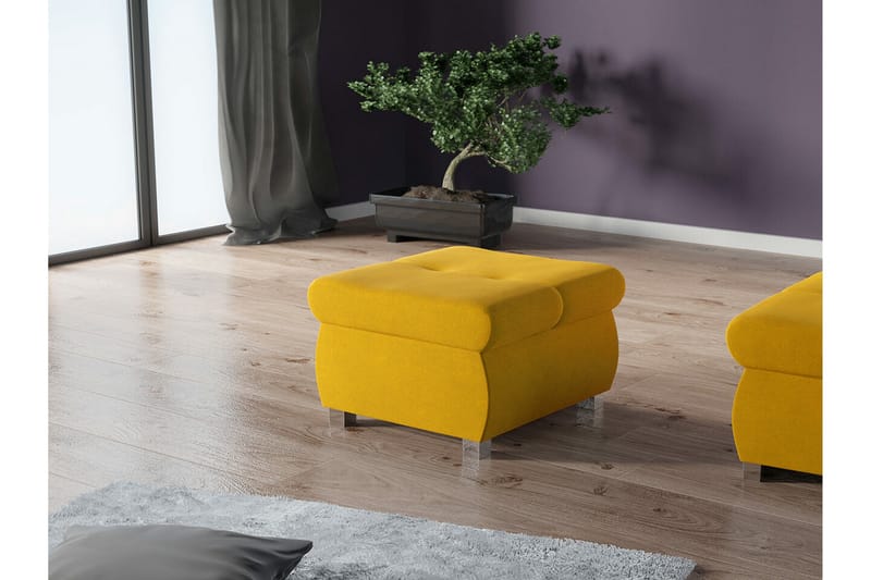 Cerys Fotpall 60 cm - Gul - Møbler - Stoler - Krakk - Fotskammel