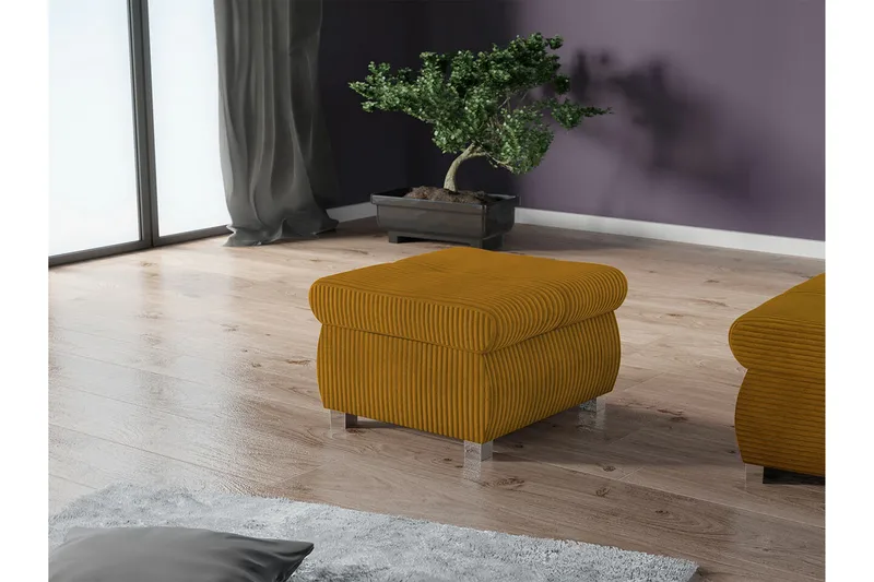 Cerys Fotpall 60 cm - Gul - Møbler - Stoler - Krakk - Fotskammel