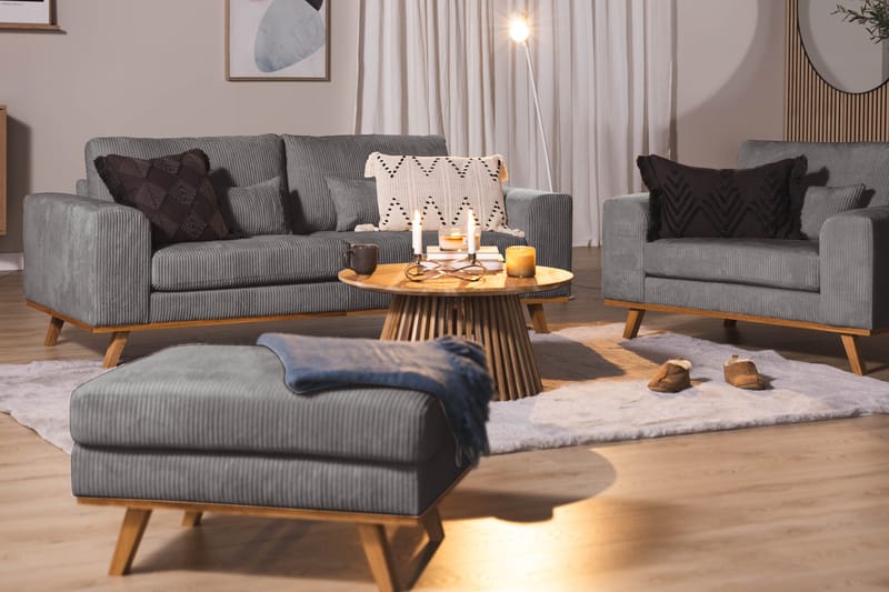 Copenhagen Fotskammel Cordfløyel - Grå - Møbler - Stoler - Krakk - Fotskammel