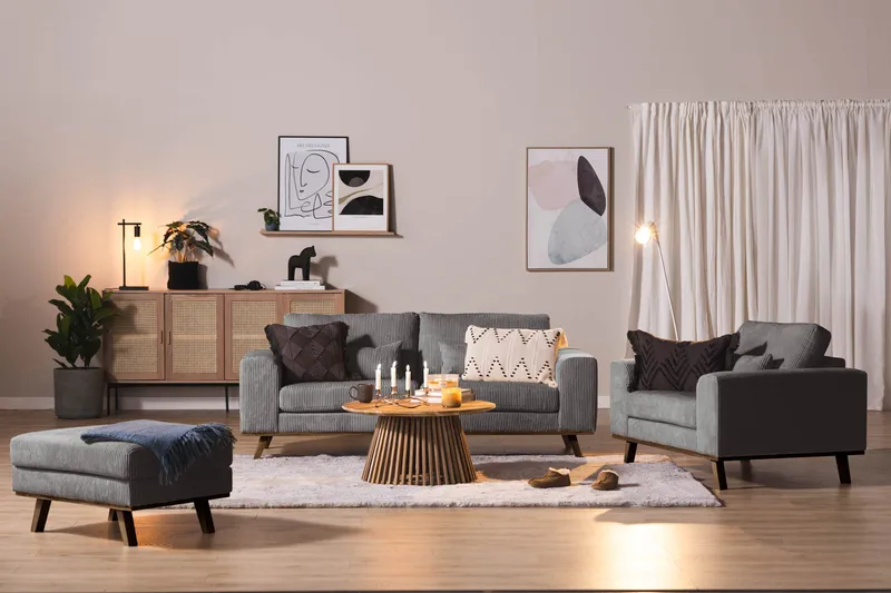 Copenhagen Fotskammel Cordfløyel - Grå - Møbler - Stoler - Krakk - Fotskammel