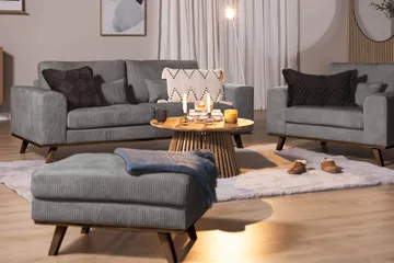 Copenhagen Fotskammel Cordfløyel - Grå - Møbler - Stoler - Krakk - Fotskammel