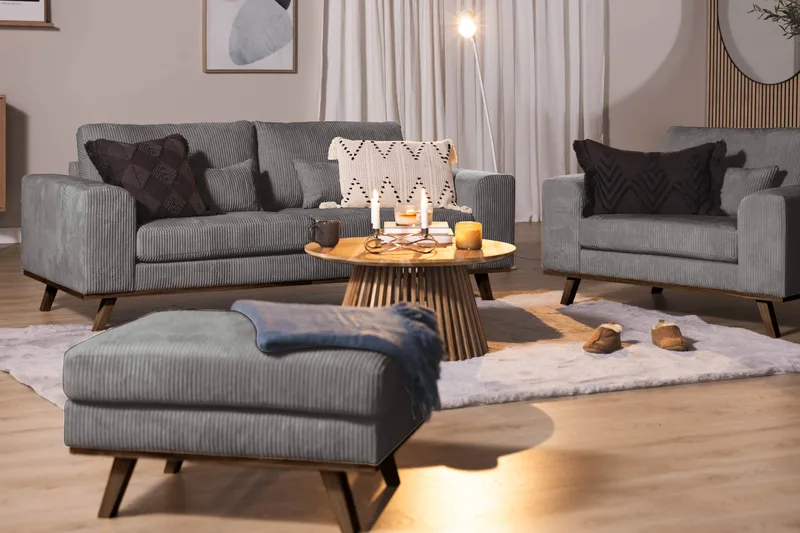 Copenhagen Fotskammel Cordfløyel - Grå - Møbler - Stoler - Krakk - Fotskammel