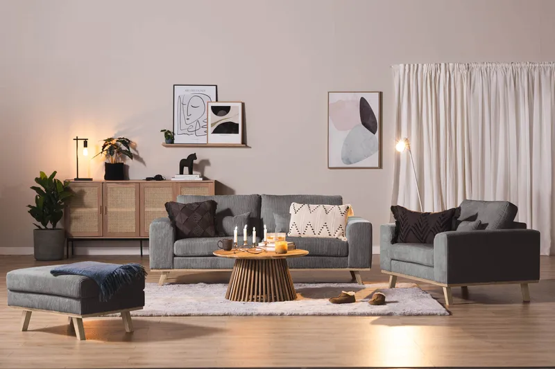 Copenhagen Fotskammel Cordfløyel - Grå - Møbler - Stoler - Krakk - Fotskammel