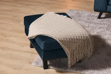 Copenhagen Fotskammel Fløyel - Blå - Møbler - Stoler - Krakk - Fotskammel