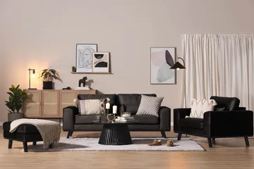 Copenhagen Fotskammel Fløyel - Grå - Møbler - Stoler - Krakk - Fotskammel