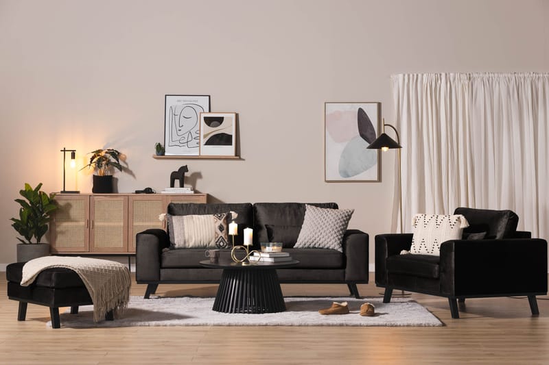 Copenhagen Fotskammel Fløyel - Grå - Møbler - Stoler - Krakk - Fotskammel