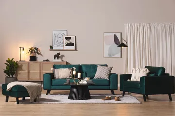 Copenhagen Fotskammel Fløyel - Grønn - Møbler - Stoler - Krakk - Fotskammel