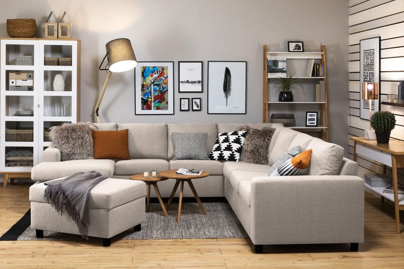 Crazy Fotskammel med Oppbevaring 80x65 - Beige - Møbler - Stoler - Krakk - Fotskammel