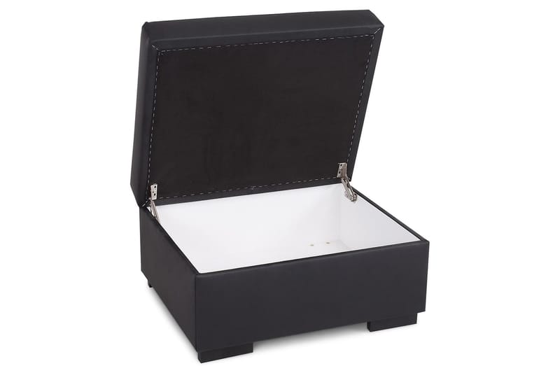 Crazy Fotskammel med Oppbevaring 80x65 - Svart Kunstlær - Møbler - Stoler - Krakk - Fotskammel