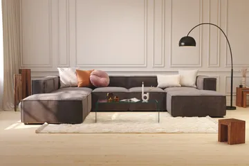 Cubo 1-seters Rektangulær Fotskammelmodul i Fløyel 120 cm bred - Mørk grå - Møbler - Stoler - Krakk - Fotskammel