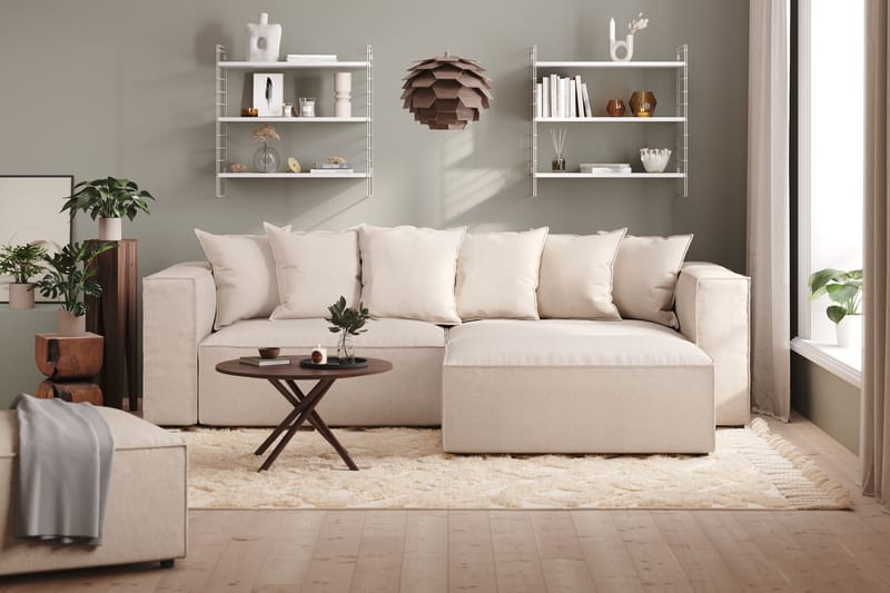 Cubo 1-seters Rektangulær Fotskammelmodul i Stoff 120 cm bred - Beige - Møbler - Stoler - Krakk - Fotskammel