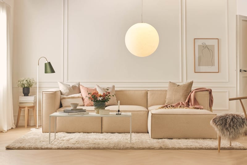 Cubo 1-seters Rektangulær Fotskammelmodul i Stoff 80 cm bred - Beige - Møbler - Stoler - Krakk - Fotskammel