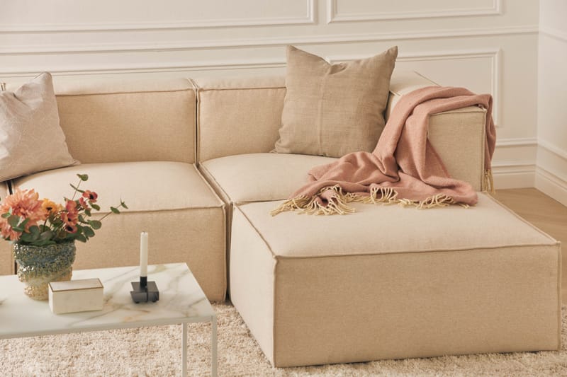 Cubo 1-seters Rektangulær Fotskammelmodul i Stoff 80 cm bred - Beige - Møbler - Stoler - Krakk - Fotskammel