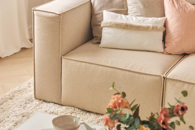 Cubo 1-seters Rektangulær Fotskammelmodul i Stoff 80 cm bred - Beige - Møbler - Stoler - Krakk - Fotskammel