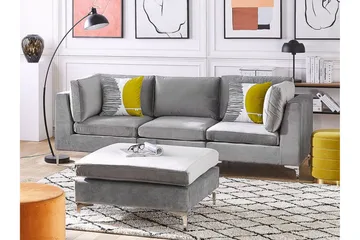 Evja Fotskammel - Fløyel/Grå - Møbler - Stoler - Krakk - Fotskammel