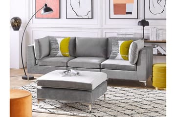 Evja Fotskammel - Fløyel/Grå - Møbler - Stoler - Krakk - Fotskammel