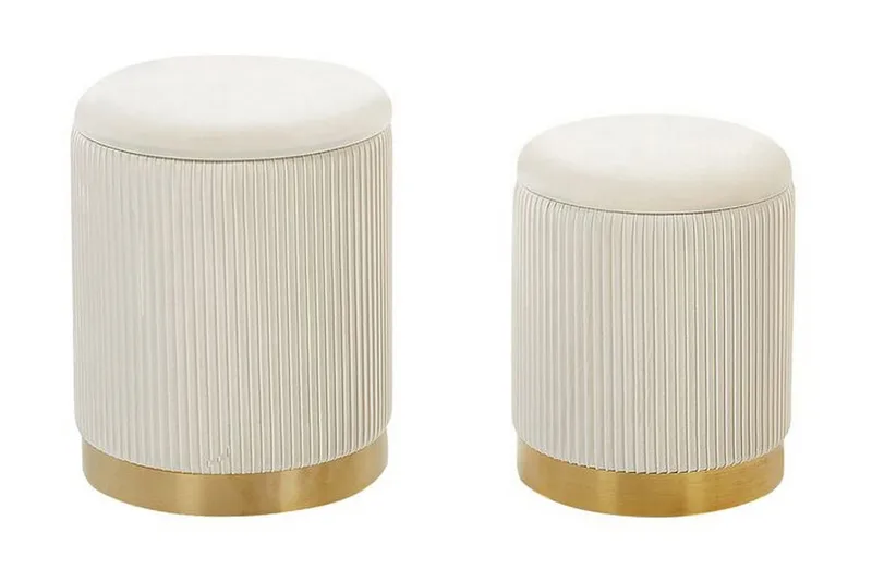 Fotskammel Mangin med Oppbevaring 2-pk, Hvit