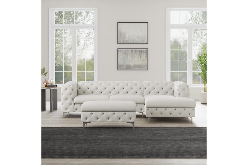 Fotskammel Thersa 67 cm Rektangulær - Beige - Møbler - Stoler - Krakk - Fotskammel