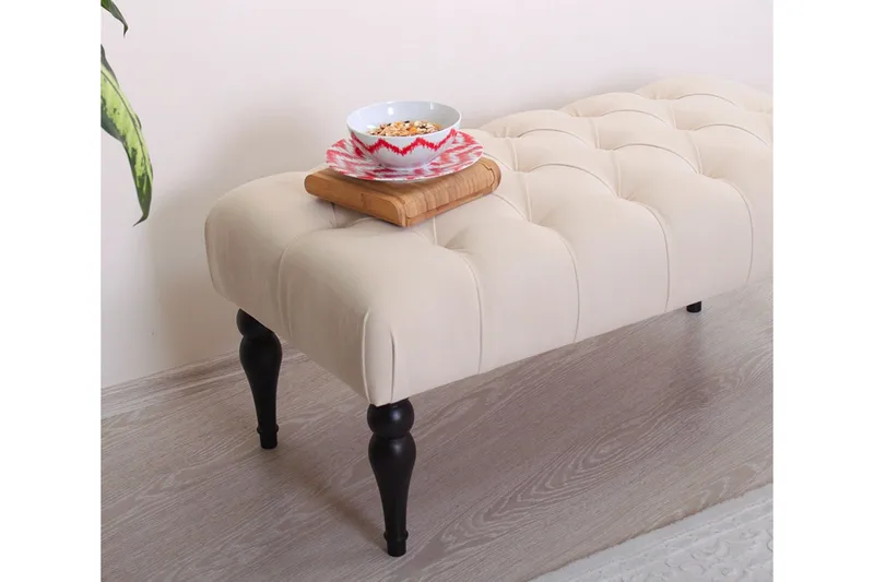 Hodgenville Fotskammel 92 cm Rektangulär - Kremhvit - Møbler - Stoler - Krakk - Fotskammel