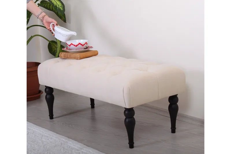 Hodgenville Fotskammel 92 cm Rektangulär - Kremhvit - Møbler - Stoler - Krakk - Fotskammel