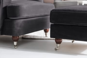 Howard Riviera Fotskammel Fløyel - Mørkegrå - Møbler - Stoler - Krakk - Fotskammel