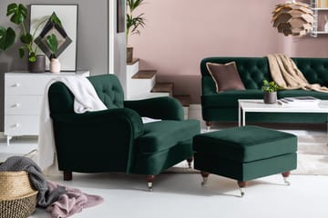 Howard Riviera Fotskammel Fløyel - Mørkegrønn - Møbler - Stoler - Krakk - Fotskammel