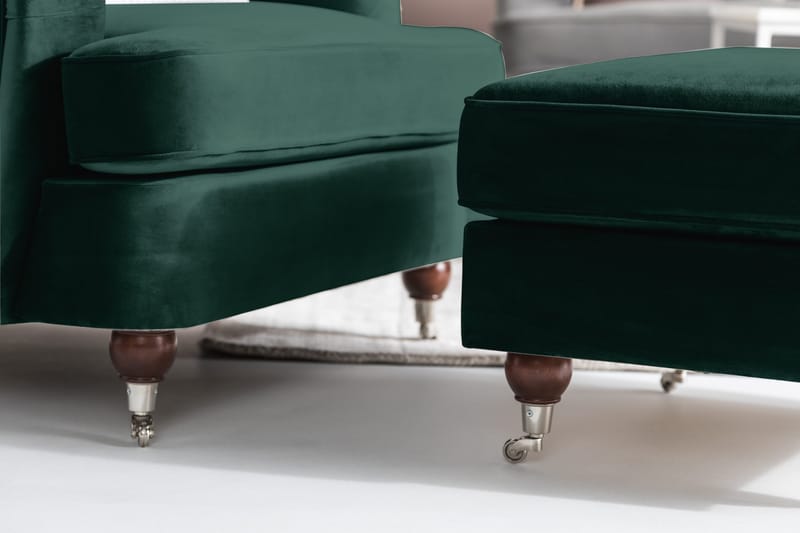 Howard Riviera Fotskammel Fløyel - Mørkegrønn - Møbler - Stoler - Krakk - Fotskammel