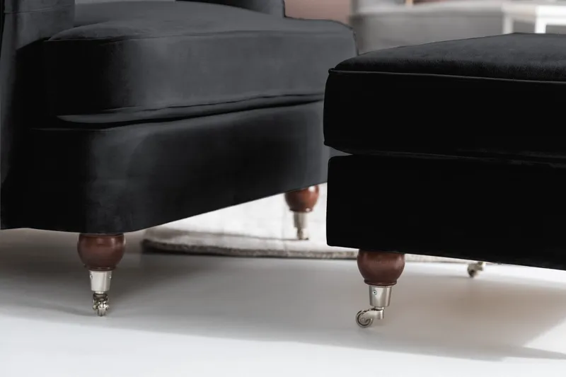 Howard Riviera Fotskammel Fløyel - Svart - Møbler - Stoler - Krakk - Fotskammel