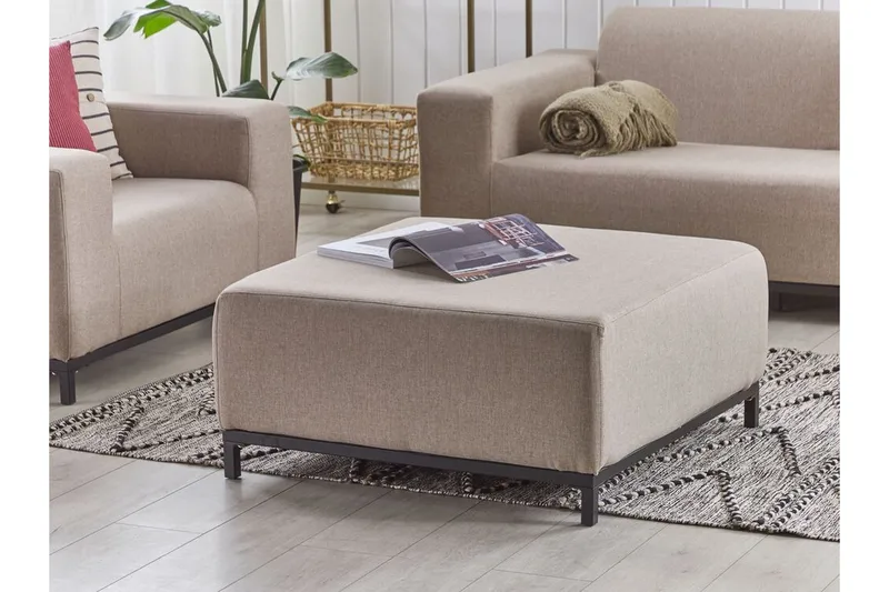 Hughen Fotskammel - Beige/Svart - Møbler - Stoler - Krakk - Fotskammel