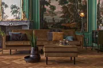 Lissbon Fotskammel Fløyel - Honninggul - Møbler - Stoler - Krakk - Fotskammel