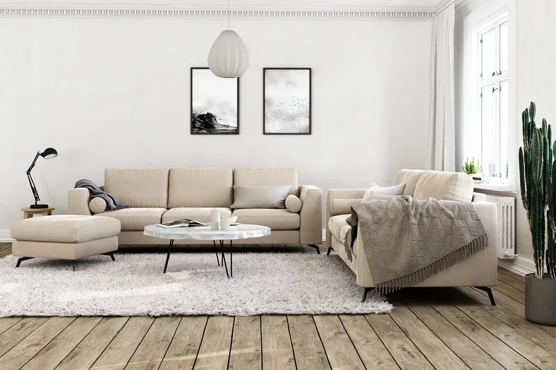 Ocean Lyx Fotskammel - Beige/Fløyel - Møbler - Stoler - Krakk - Fotskammel