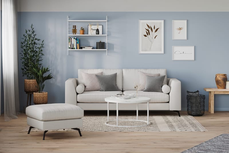 Ocean Lyx Fotskammel - Linbeige/Svarte Ben - Møbler - Stoler - Krakk - Fotskammel